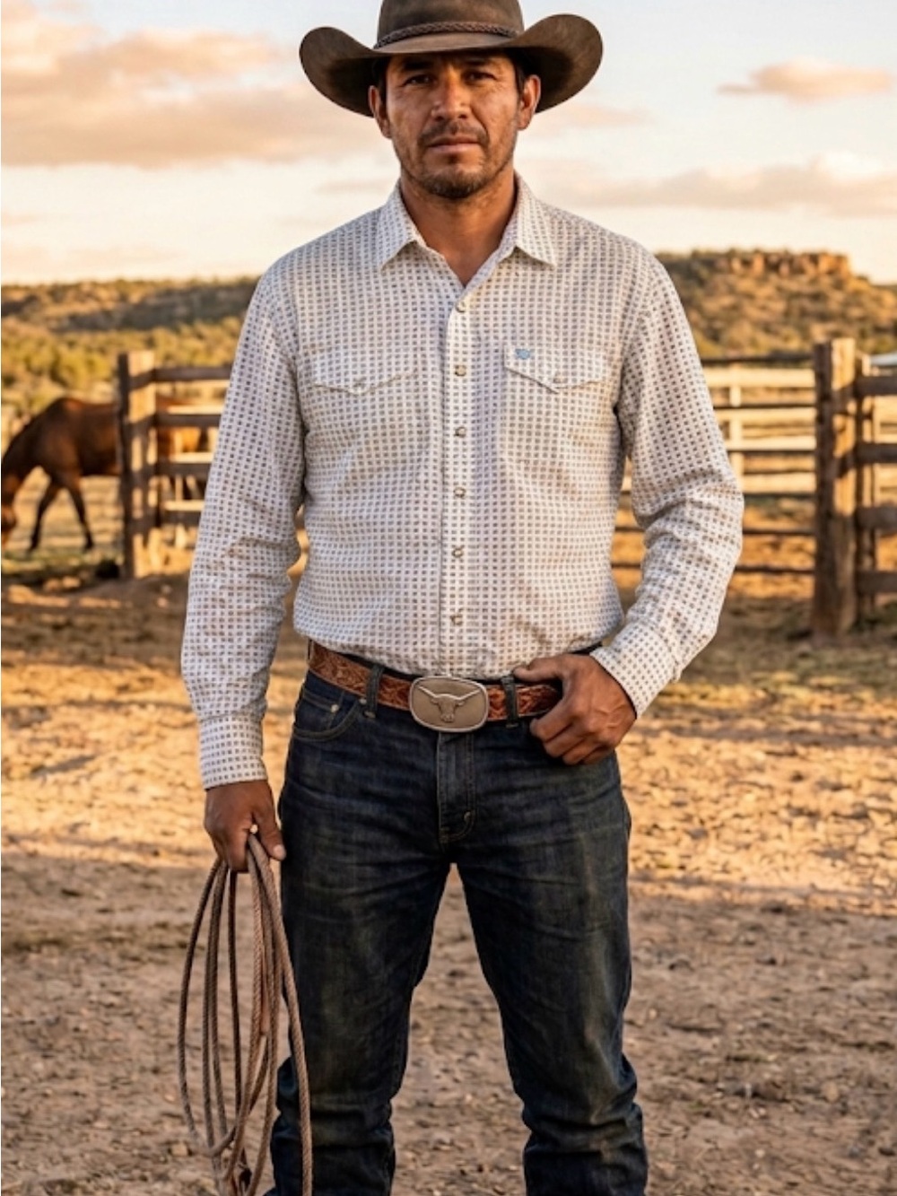 Ariat Cream and Black Retro Fit Shirt Label Detail